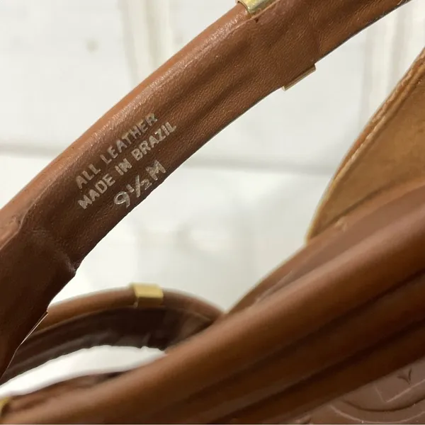 Tory Burch Tan Brown Leather Knotted Strappy Lace Up Stiletto Heels Sandals 9.5M - Image 8