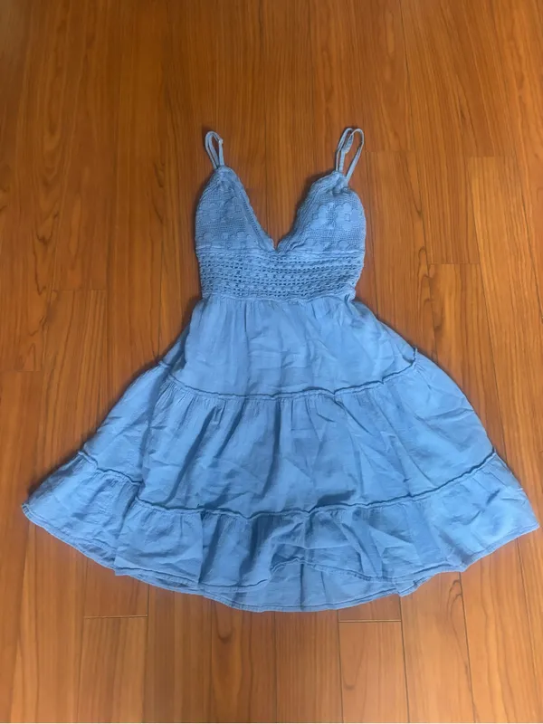 Altar'd State June Blue Crochet Mini Dress Small - Image 4
