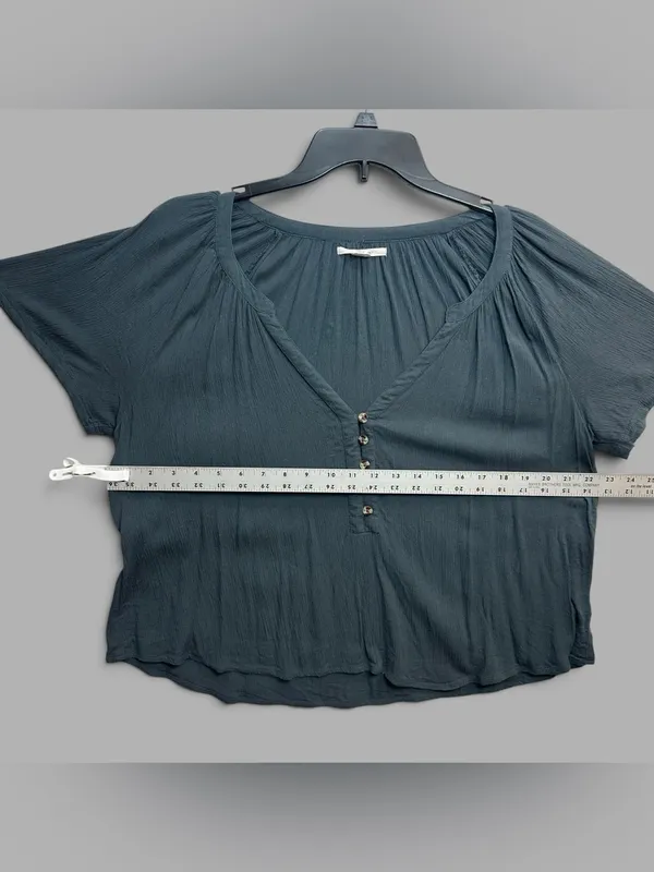 O’Neill Women’s Teal Blue Gauze Button Front Blouse Size L Boho Flowy Top - Image 5