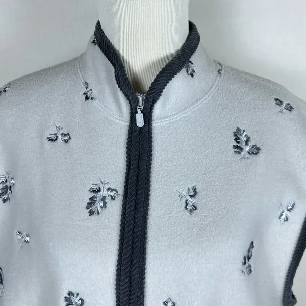 Hasting & Smith Vest Women’s L Embroidered Floral Warm Fleece Zippered Front - Image 3