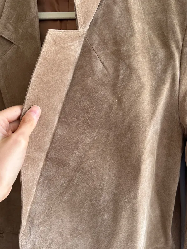 L.L. Bean Tan Suede Blazer Jacket, Fall Outerwear, Size 10 Petite - Image 16