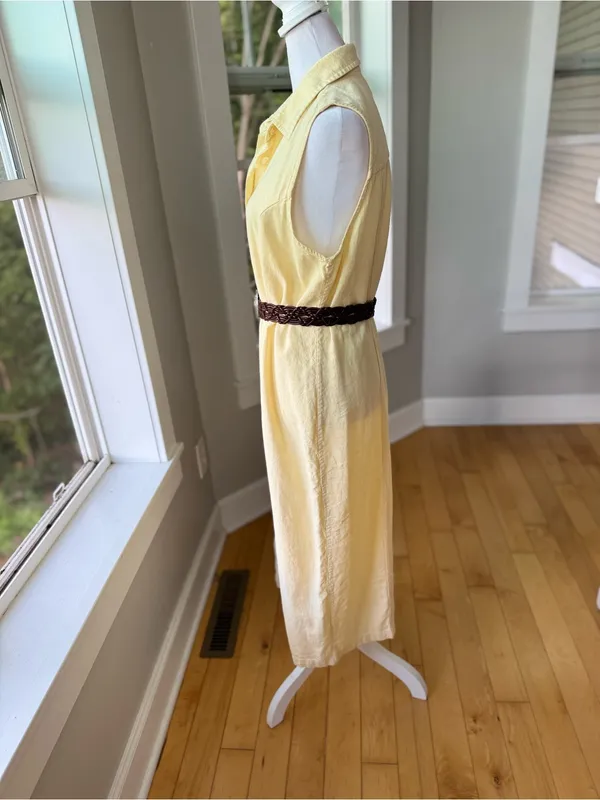 Christopher & Banks Butter Yellow Linen Blend Sleeveless Shirt Dress Size 12 - Image 3