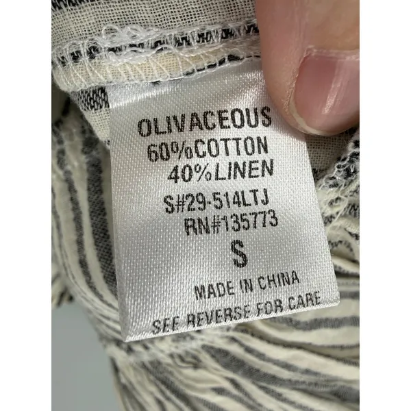 Olivaceous‎ Womens Peplum Top Striped Ruffle Linen Blend Small - Image 4