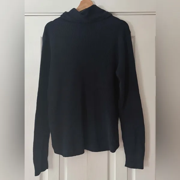 Ralph Lauren Waffle Knit‎ Cowel Neck Navy Sweater Size XL EUC - Image 2