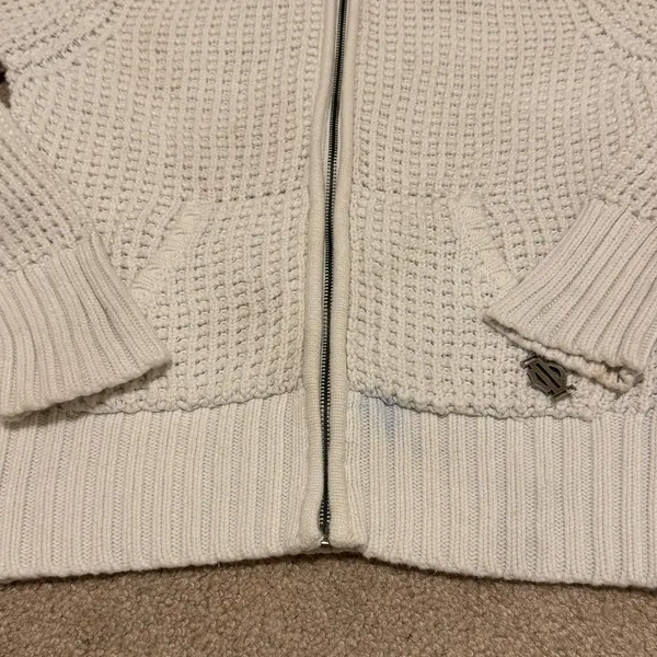 Harley Davidson Women’s Zip Up Sweater Size Medium Y2K Chunky Knit Pullover - Image 4