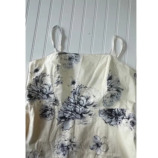 Express Womens Floral Tiered Midi Party Date Dress Cream Navy Blue Size L NWT - Image 6