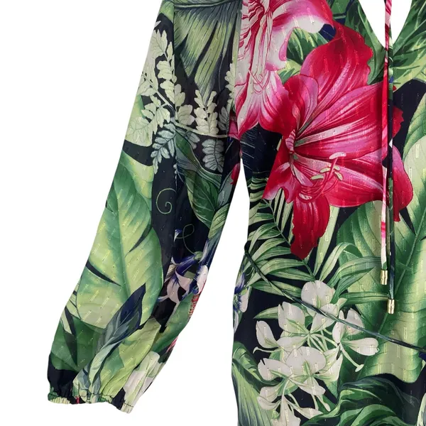 Tommy Bahama Celebration Tropical Floral Maxi Dress Green Size XXS - Image 7