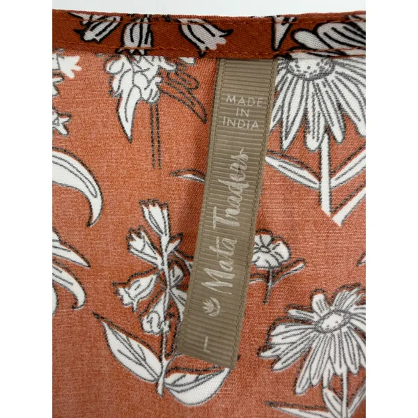 Mata Traders Wrap Dress Womens Large Orange Floral Cotton Boho Cottagecore - Image 3
