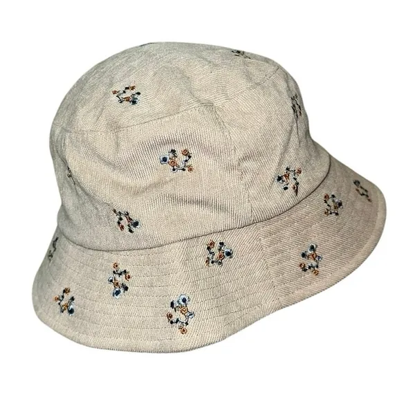 Floral‎ Embroidered Corduroy Bucket Hat Beige Cottagecore Boho OSFM - Image 4