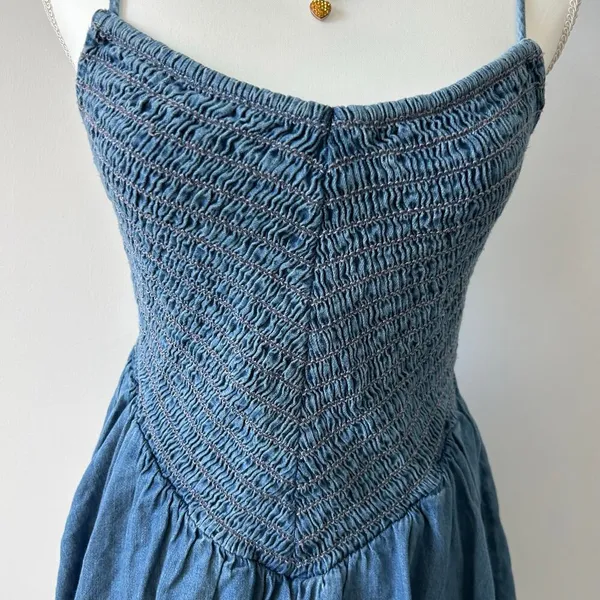 NWT American Eagle Denim Bubble Dress Strappy Mini Dress Country Western Small - Image 7