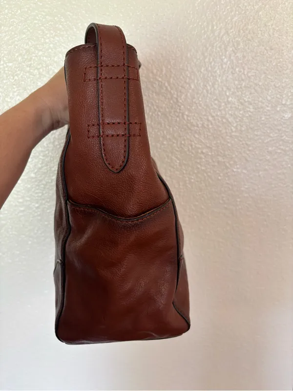 FRYE Leather Side Pocket Hobo Bag in Cognac - Image 9