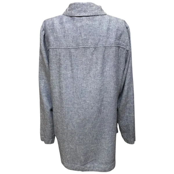 Centigrade Button Front Linen Blend Shacket Shirttail Hem Indigo Blue M NO BELT - Image 4