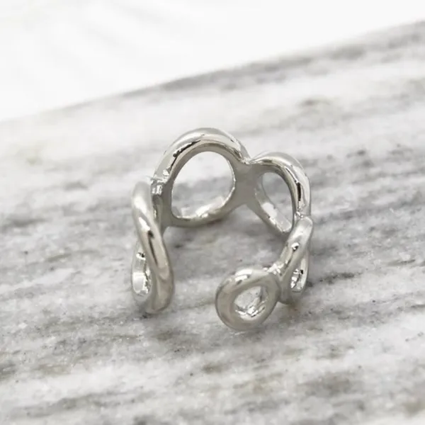 Size 6 Silver Oval Abstract Ring - Image 2
