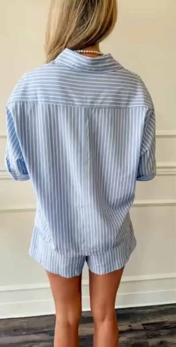 Blue and white striped matching set - Image 9