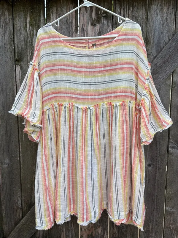 Like New Free People Summer Nights Dress / Top Multi Stripe Oversized Medium - Image 4
