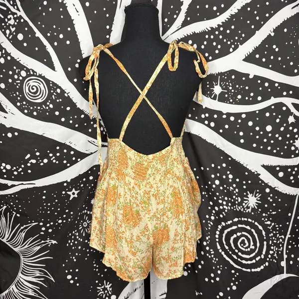 Free People Cream Romper with Orange Floral Print - Image 3
