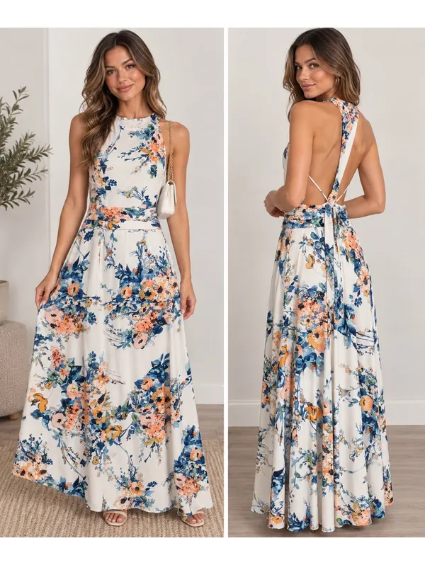 Trafaluc Zara Taller Medium Floral Maxi Dress Sleeveless Boho Romantic - Image 2