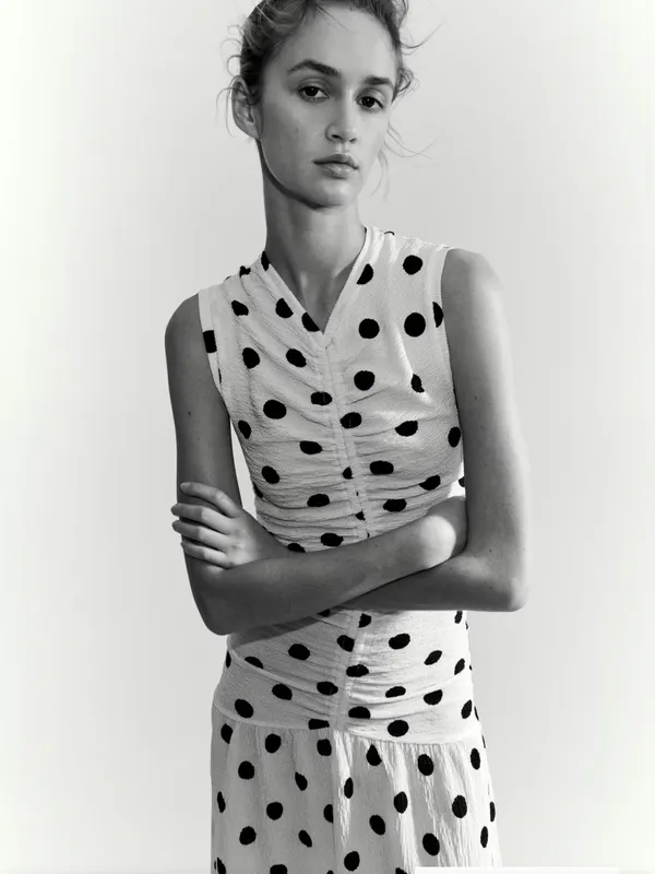 H&M Cream Maxi Dress with Black Polka Dots - Image 2