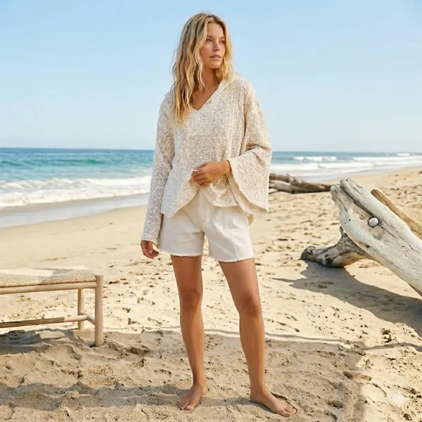 Free People Baja Babe Hacci Hooded Knit Sweater Womens Size Small Oversized - Image 3