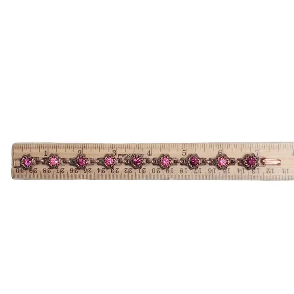 Coppertone Pink Purple Rhinestone Link Bracelet Approximately 7.5” - Image 5
