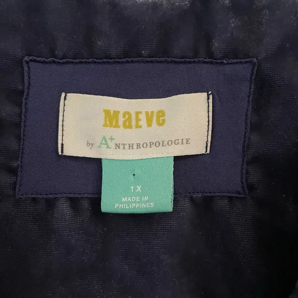 Anthropologie Maeve Harper Crushed‎ Velvet Dress Women's 1X Blue Teired Babydoll - Image 5