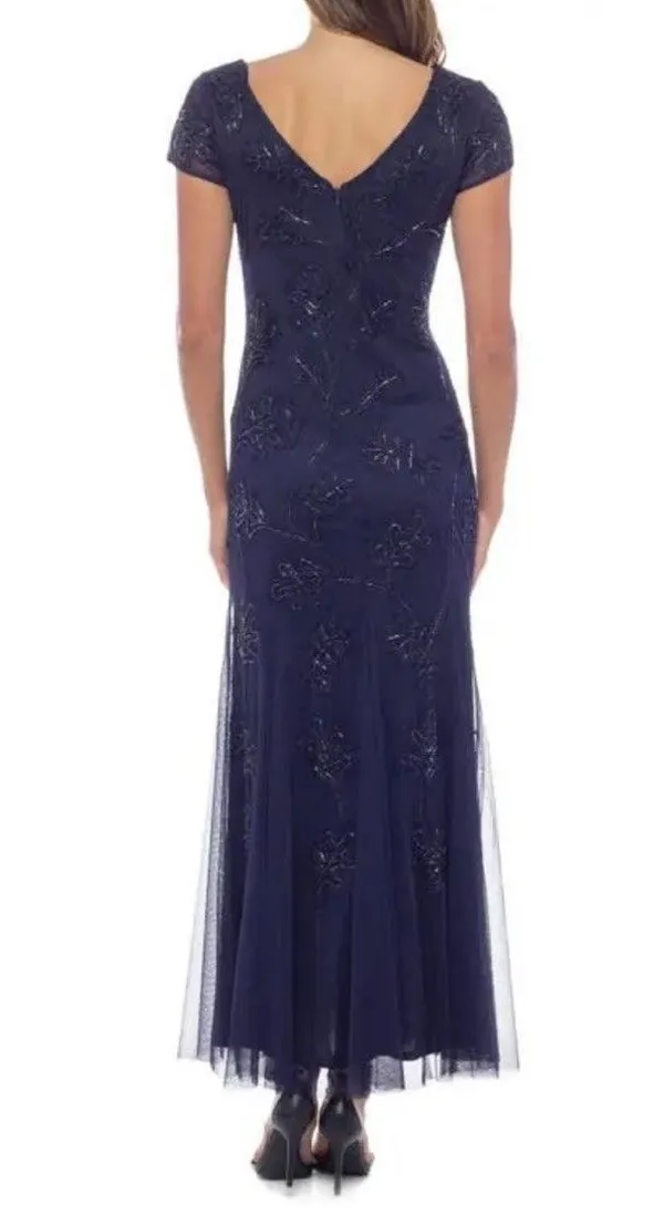 MARINA B Beaded V-Neck Gown Size 6 - Image 2