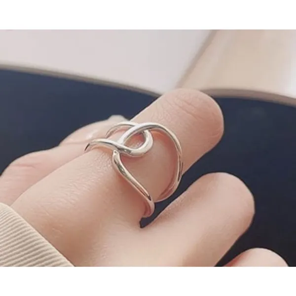 NEW Unisex Minimalist Knot‎ 925 Silver Ring, Adjustable - Image 3