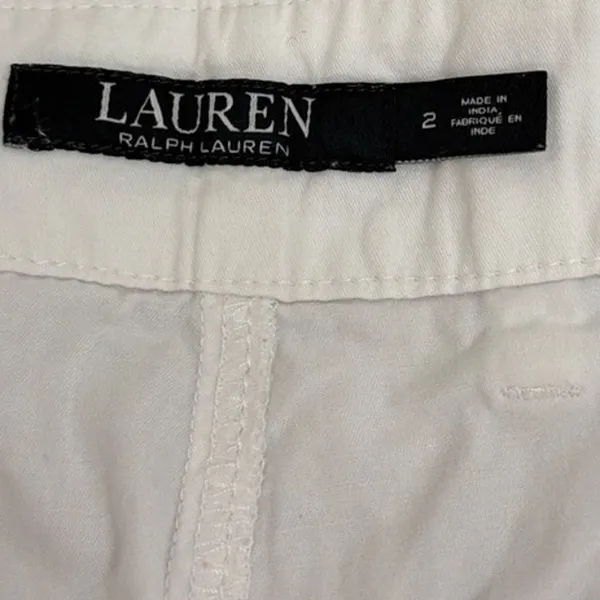 Lauren Ralph Lauren Cuffed White Linen Blend Chino Shorts Size 2 - Image 3