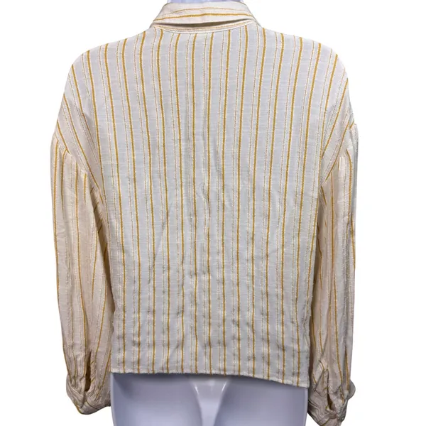 Anthropologie Striped Textured Tie Front Shirt 6 Academia Preppy Boho Hippie‎ - Image 11