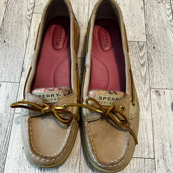 Sperry Top Sider Boat Shoes Angelfish Pink Plaid Leather Women’s Size 7.5M - Image 8
