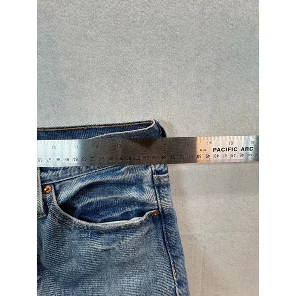 Levis Premium 501 Original Cropped Jeans W27 L28 Distressed Medium Wash Blue - Image 7