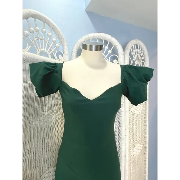 Vesper London Emerald Green Ruffle Hem Sweetheart Midi Dress Party Glam Sz 10‎ - Image 3