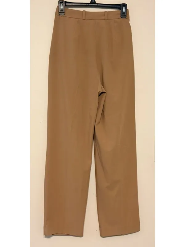 New NWT Mango MNG High-Waisted Tailored Trousers Beige Tan Size 2 26" Inseam - Image 2