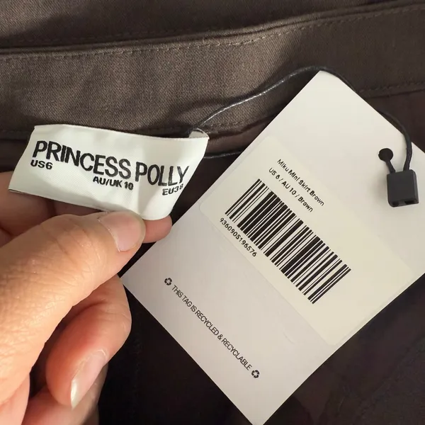 Princess Polly Miku Mini Skirt, Brown US 6 - Image 4