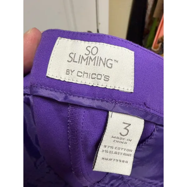 Chico's So Slimming Purple Ankle Trousers Womens‎ 3 XL 16 Cotton Stretch Pants - Image 4