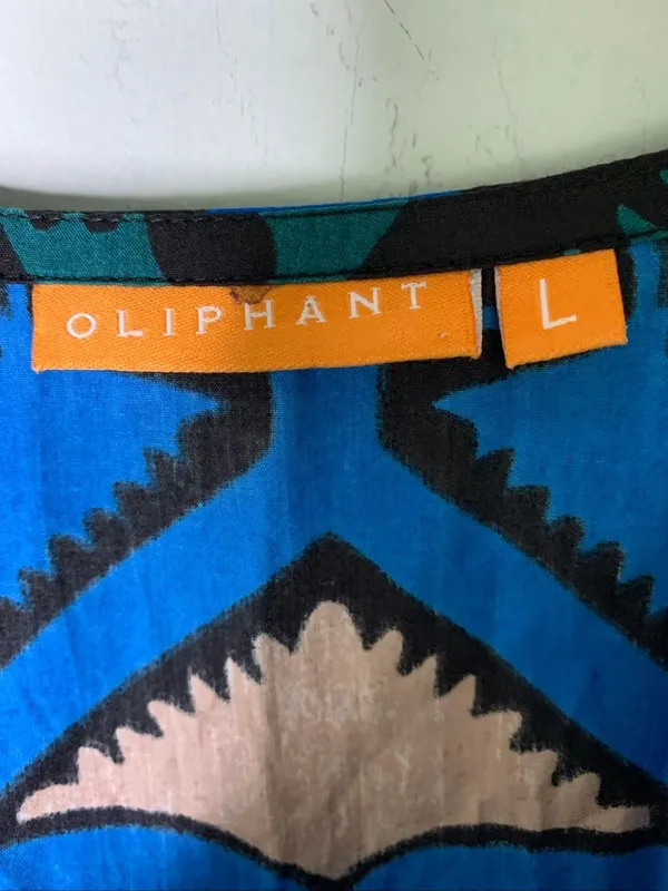 Oliphant Uzbek V-neck maxi dress geometric pattern women's size large - Image 5