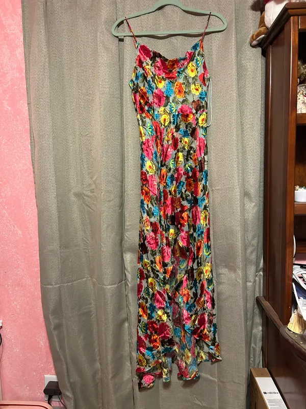 Christina Floral Mint High Low Just Bloom Silk Blend Dress - Image 2
