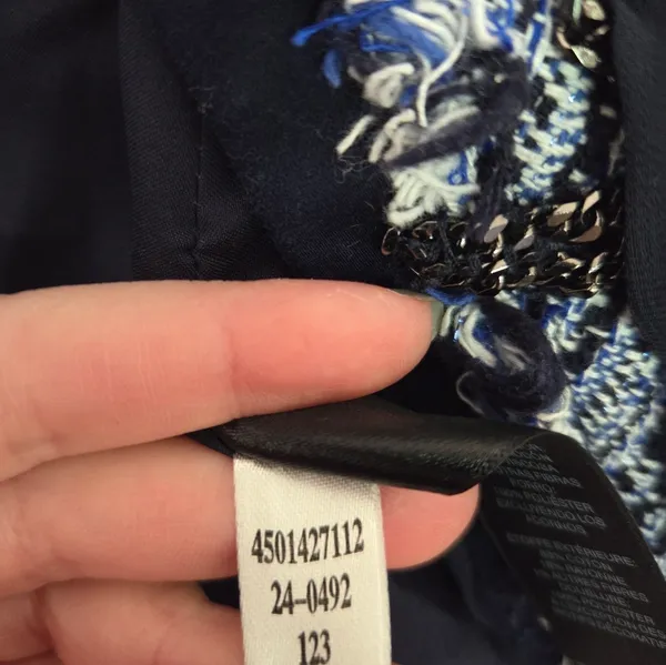 White House Black Market Blue and Black Tweed Jacket - Image 10