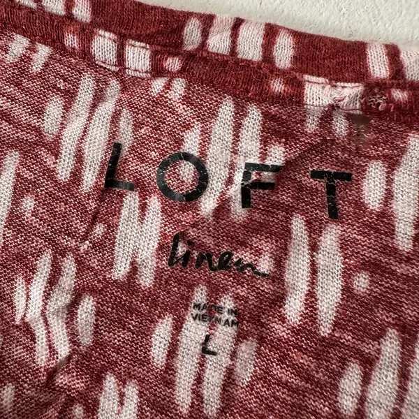 LOFT 100% Linen Short‎ Sleeve Pattern Top - Image 5