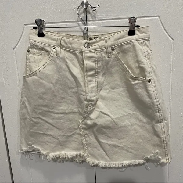 Free People Brea Cut Off Denim Skirt - Image 3