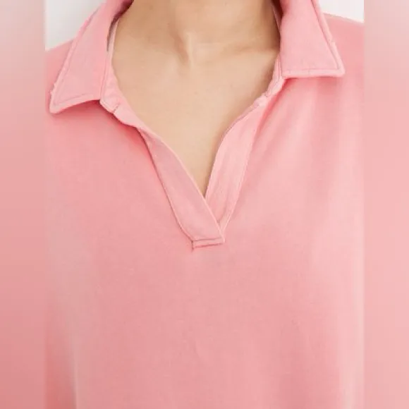 Aerie Happy Henley Everyday Polo Oversized Sweatshirt Size Medium - Image 3