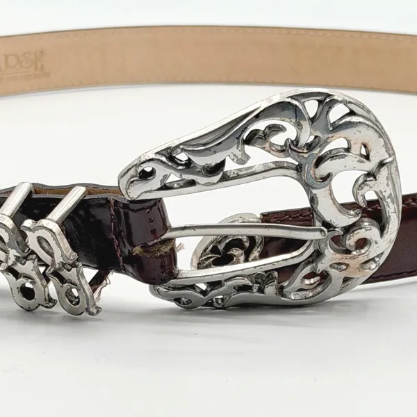 Barse Womens M Burgundy Brown English Leather Silver Tone Filgree Boho Western - Image 10