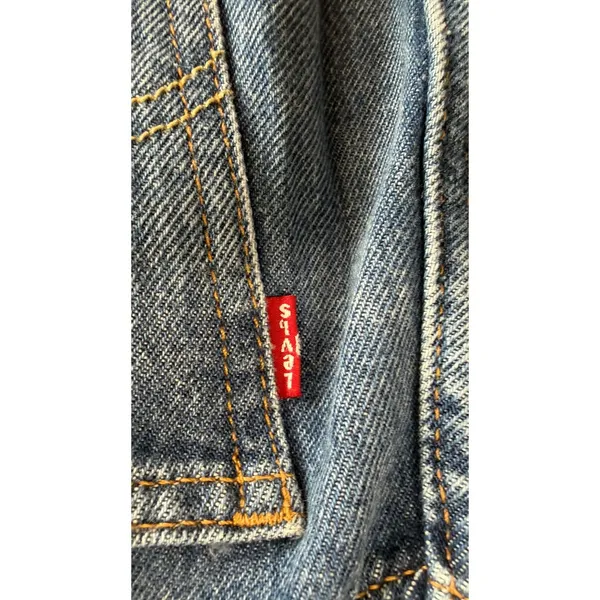 Levis Denim Midi Skirt Women 33 Blue Medium Wash Straight Back Slit 5-Pocket - Image 4