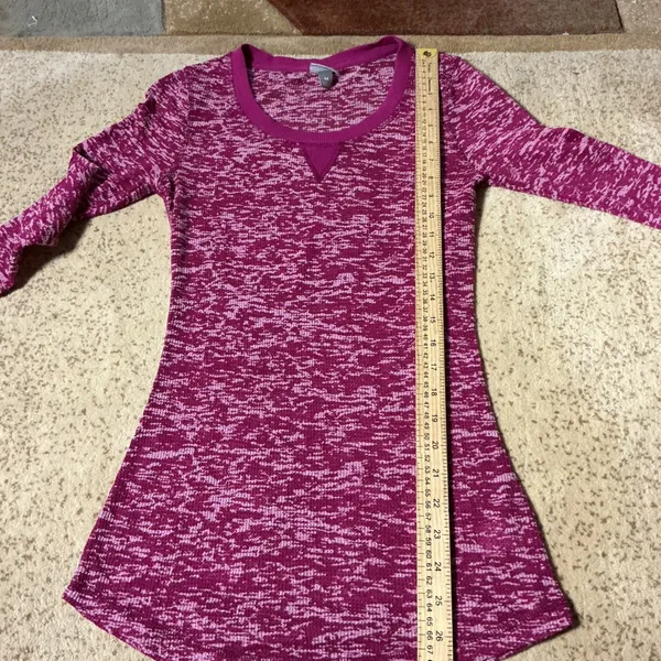 Vanity Essentials Womens Gorpcore‎ Granola Girl Space Dye Waffle Thermal Top M - Image 2
