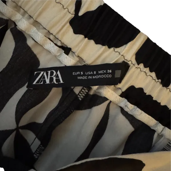 Zara Womens Pants Geometric Wide Leg Trouser White Black Boho Eclectic Small - Image 7