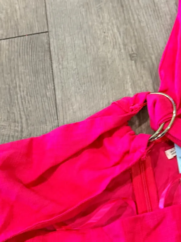 Here Comes the Sun Bright Fuchsia One-Shoulder Maxi Dress with Ring Detail - Image 8