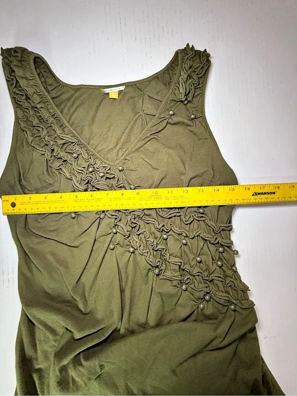 Anthropologie Embellished Olive Green Tank Size large - Image 3