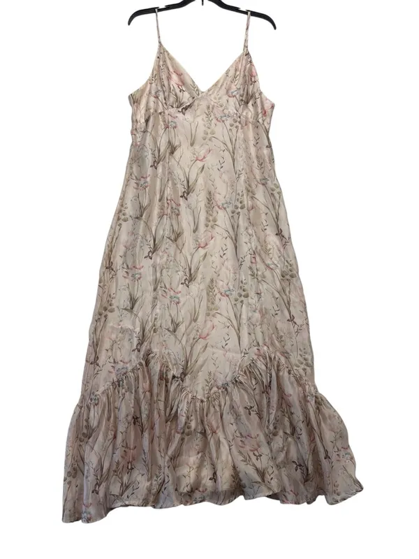 Storia xl Blush Floral Cream Maxi Slip Dress Ruffle Hem romantic guest party - Image 2