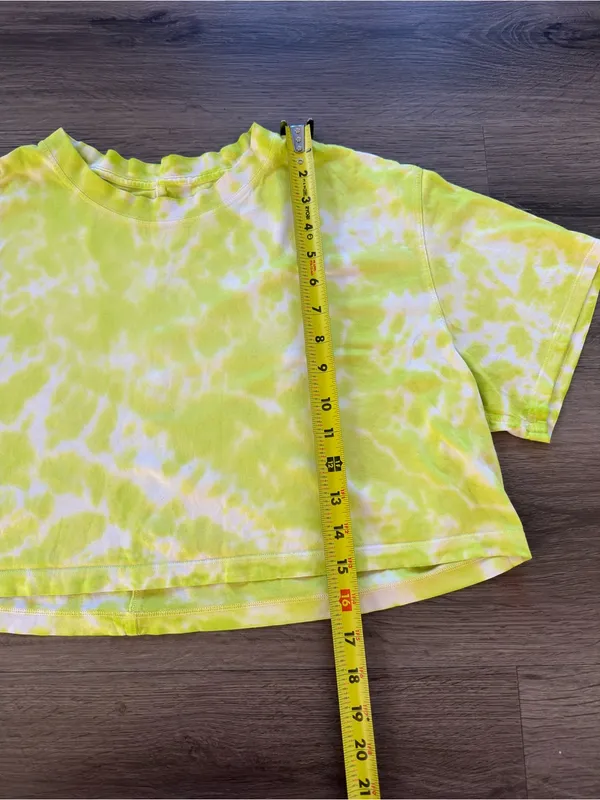 Lululemon All Yours Yellow Tie Dye Crewneck Crop Top Short Sleeve Shirt - Image 5