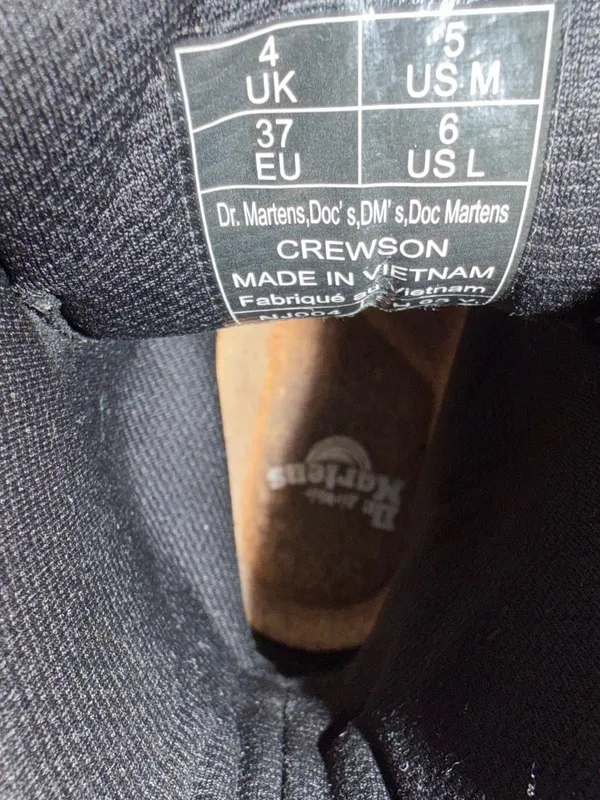 Dr. Martens Black Leather Combat Boots with Yellow Stitching - Image 6